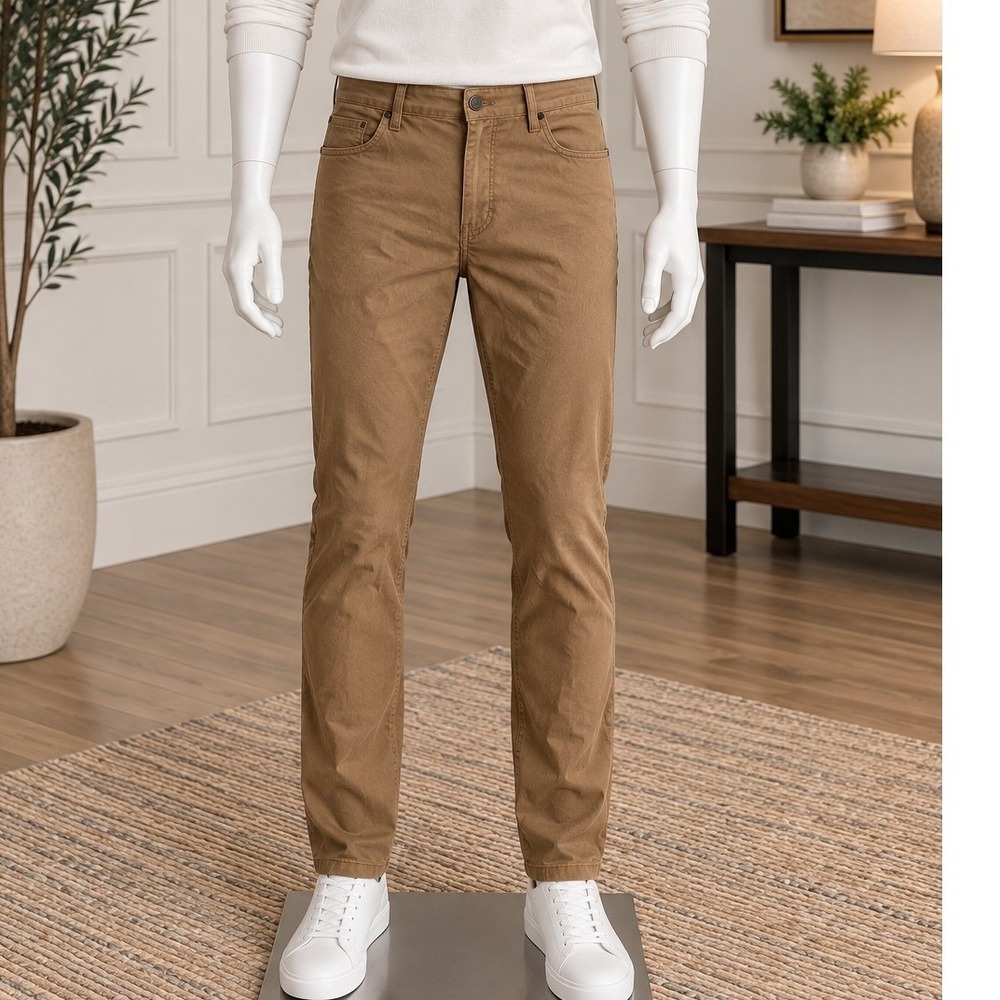 Tahari Mens Chino Pants Brown Stretch Slim Fit 32